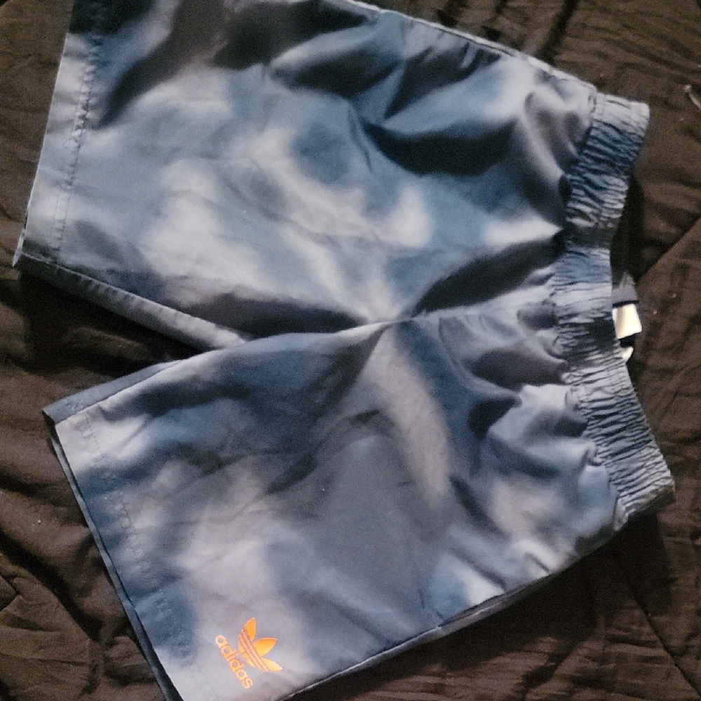 Adidas Navy Blue Shorts with Orange Logo